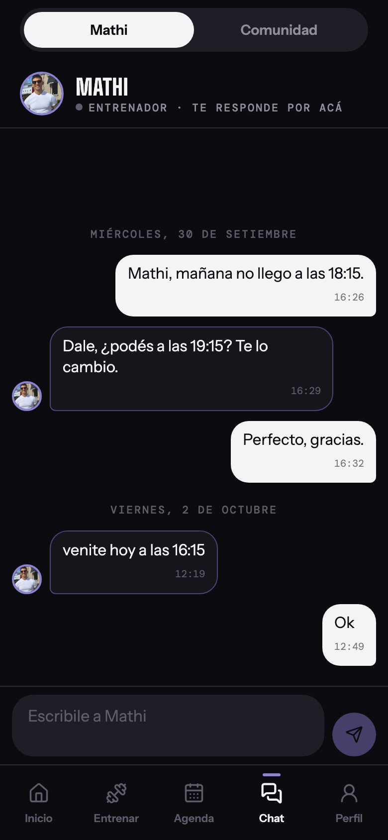 Conversación con Matho en la app